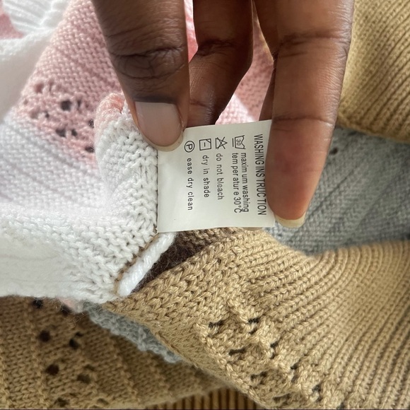 Unbranded Women’s Pink White Tan Striped Color Block Pullover Hoodie Size Small - Picture 5 of 5